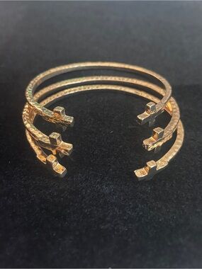 3 Gold-tone Cross Cuff Bracelet - Women Jewelry